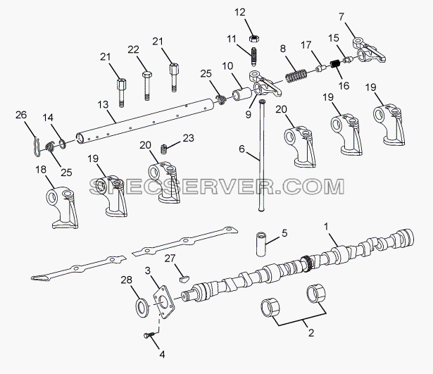 ENGINE TIMING (CAM SHAFT AND COMPONENTS) для LPT 613 LHD EURO II (список запасных частей)