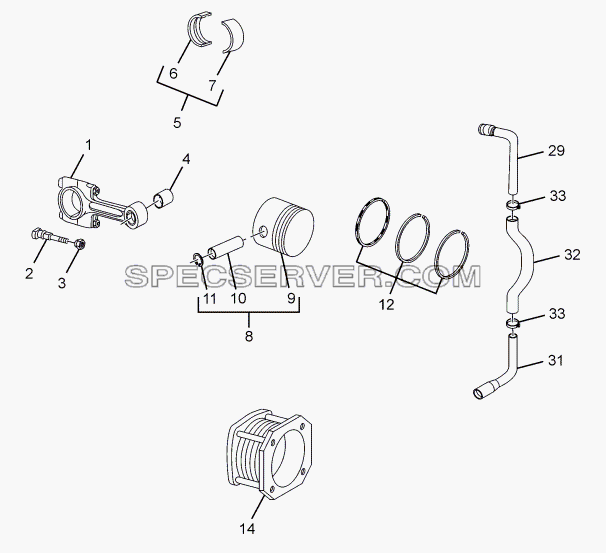 AIR COMPRESSOR 94 DIA для LPT 613 LHD EURO II (список запасных частей)