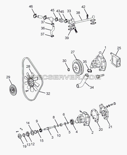 WATER PUMP для LPT 613 LHD EURO II (список запасных частей)