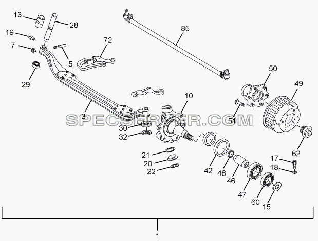 FRONT AXLE для LPT 613 LHD EURO II (список запасных частей)