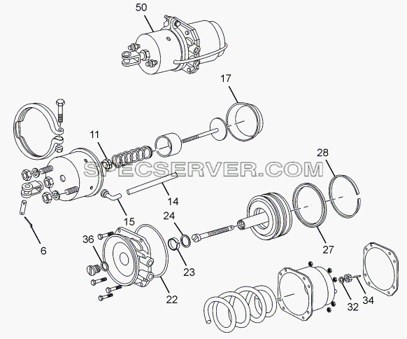 REAR BRAKE ACTUATOR для LPT 613 LHD EURO II (список запасных частей)
