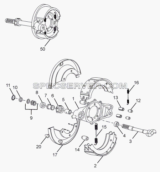 REAR WHEEL BRAKE (S CAM) ABS для LPT 613 LHD EURO II (список запасных частей)