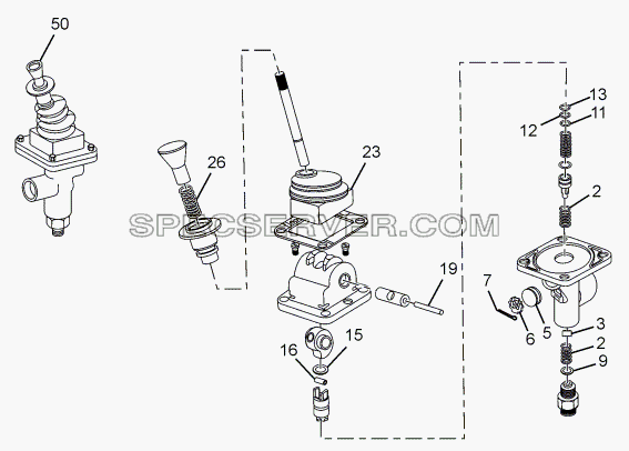 GRADUATED HAND BRAKE VALVE для LPT 613 LHD EURO II (список запасных частей)