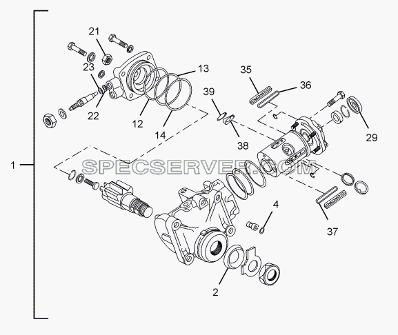 POWER STEERING GEAR BOX (ZF) для LPT 613 LHD EURO II (список запасных частей)