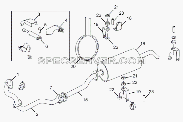 EXHAUST SYSTEM для LPT 613 LHD EURO II (список запасных частей)