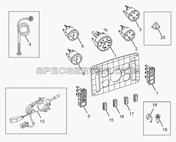 INSTRUMENTS для LPT 613 LHD EURO II (список запасных частей)