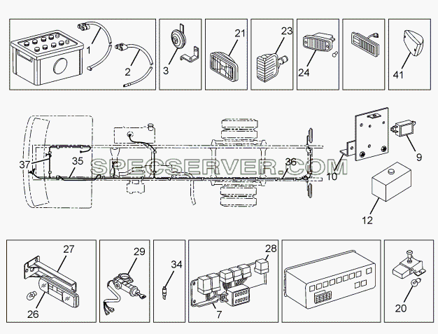 LIGHT AND SIGNAL для LPT 613 LHD EURO II (список запасных частей)