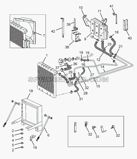 RADIATOR AND FITMENTS для LPT 613 LHD EURO II (список запасных частей)