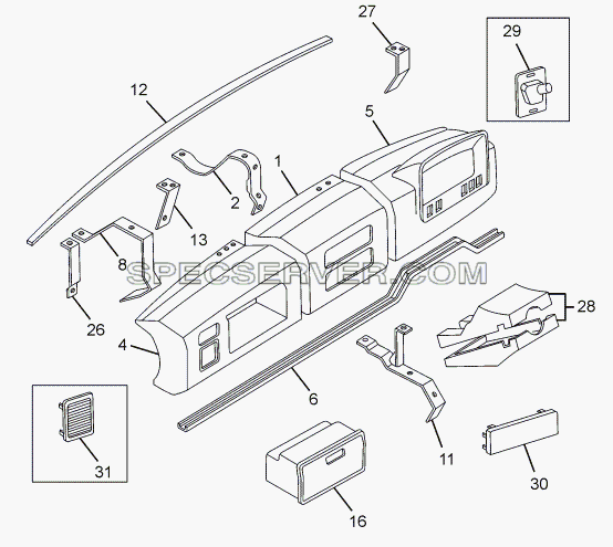DASHBOARD для LPT 613 Euro-III (список запасных частей)