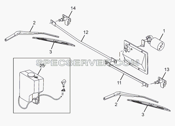 WIPER MOTOR AND LINKAGES для LPT 613 Euro-III (список запасных частей)
