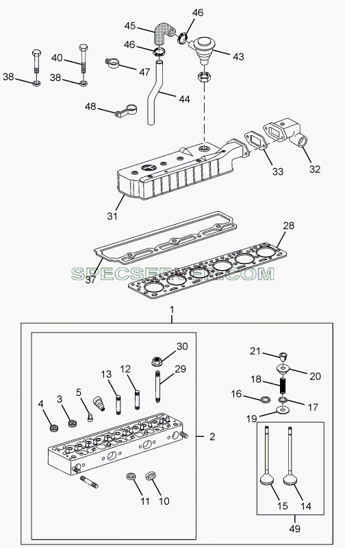 CYLINDER HEAD AND COVER для LPT 613 Euro-III (список запасных частей)