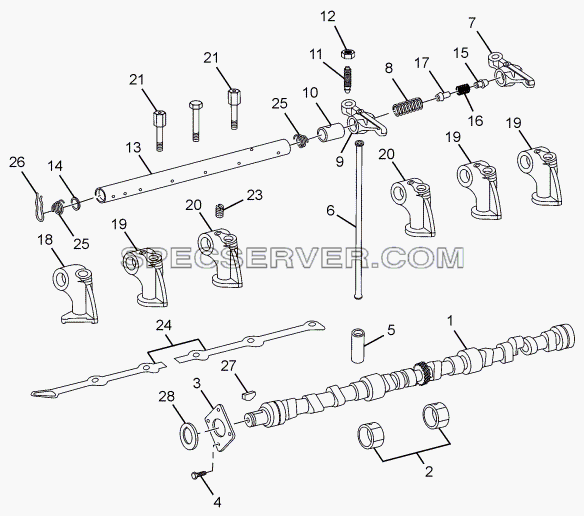 ENGINE TIMING (CAMSHAFT AND COMPONENTS) для LPT 613 Euro-III (список запасных частей)