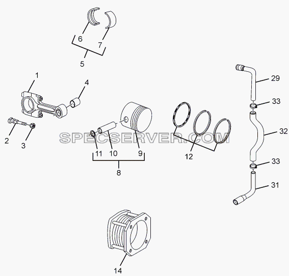 AIR COMPRESSOR 94 DIA для LPT 613 Euro-III (список запасных частей)