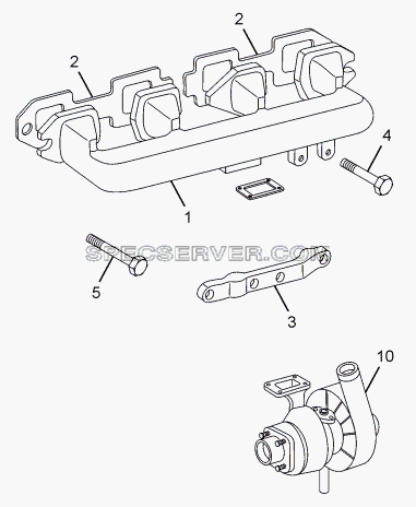 EXHAUST MANIFOLD AND TURBOCHARGER для LPT 613 Euro-III (список запасных частей)