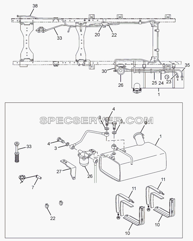 FUEL SYSTEM для LPT 613 Euro-III (список запасных частей)