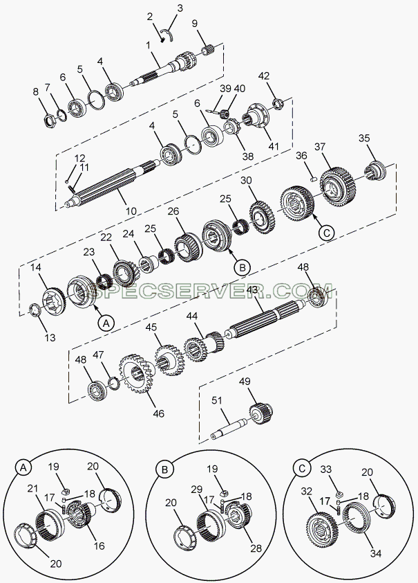 GEAR SHAFT AND GEAR для LPT 613 Euro-III (список запасных частей)