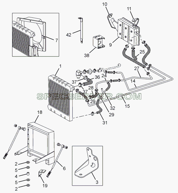 RADIATOR AND FITMENTS для LPT 613 Euro-III (список запасных частей)
