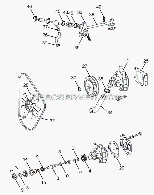 WATER PUMP для LPT 613 Euro-III (список запасных частей)