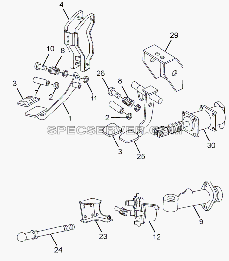 CLUTCH AND BRAKE CONTROL для LPT 613 Euro-III (список запасных частей)