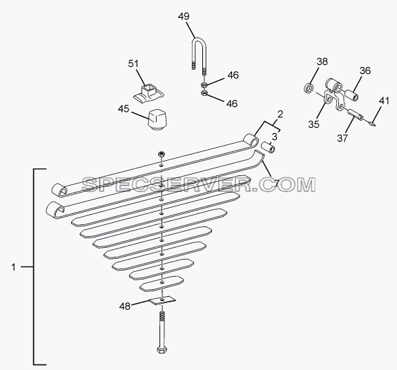 FRONT SPRING CHASSIS TYPE: 381226 для LPT 613 Euro-III (список запасных частей)