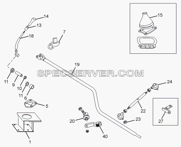 GEAR SHIFT LINKAGE CHASSIS TYPE: 381313 для LPT 613 Euro-III (список запасных частей)