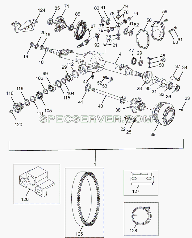 REAR AXLE для LPT 613 Euro-III (список запасных частей)