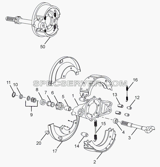 REAR WHEEL BRAKE (S-CAM) (ABS) для LPT 613 Euro-III (список запасных частей)