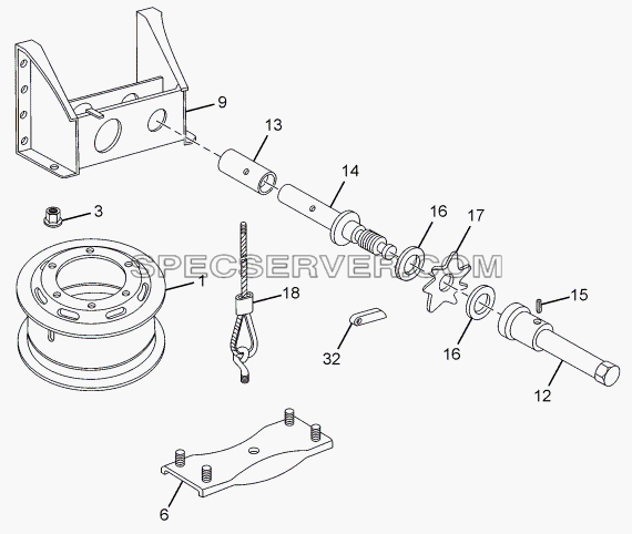 SPARE WHEEL CARRIER для LPT 613 Euro-III (список запасных частей)