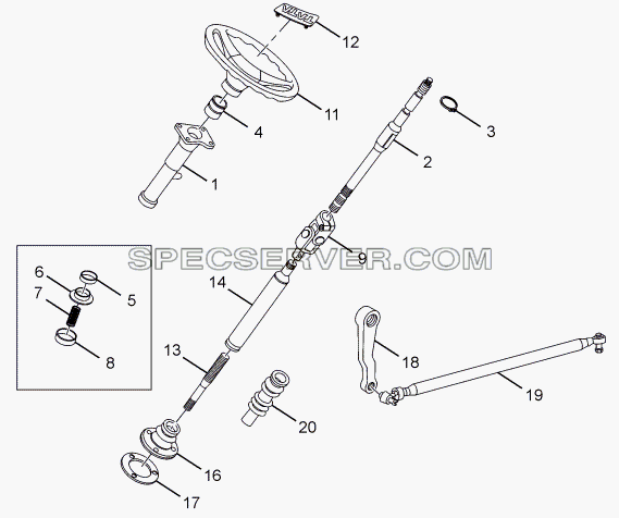 STEERING LINKAGE CHASSIS TYPE: 381226 для LPT 613 Euro-III (список запасных частей)