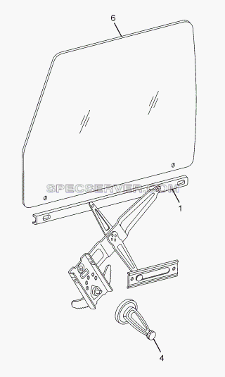 WINDING REGULATOR AND GLASS (TILT CAB) для LPT 1618 ТС/52 (список запасных частей)