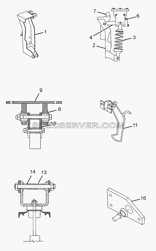 CAB MOUNTING - REAR (COIL & DAMPER) для LPT 1618 ТС/52 (список запасных частей)