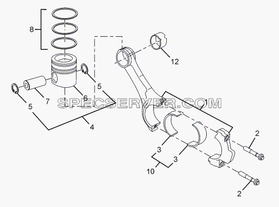 CONNECTING ROD AND PISTON для LPT 1618 ТС/52 (список запасных частей)