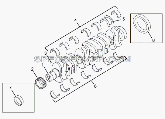 CRANKSHAFT AND MAIN BEARING для LPT 1618 ТС/52 (список запасных частей)
