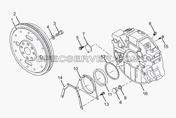 FLYWHEEL AND FLYWHEEL HOUSING для LPT 1618 ТС/52 (список запасных частей)