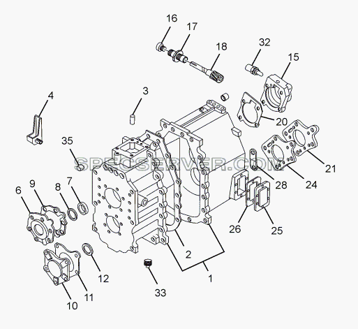 GEAR BOX, HOUSING AND COVERS для LPT 1618 ТС/52 (список запасных частей)