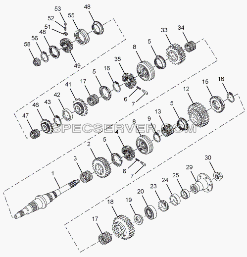MAIN SHAFT AND GEAR для LPT 1618 ТС/52 (список запасных частей)