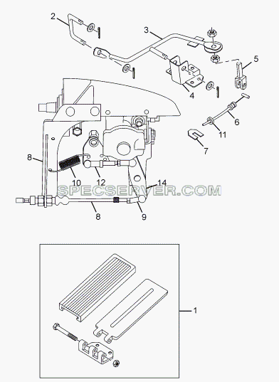 ACCELERATOR(TILT CAB) для LPT 1618 ТС/52 (список запасных частей)