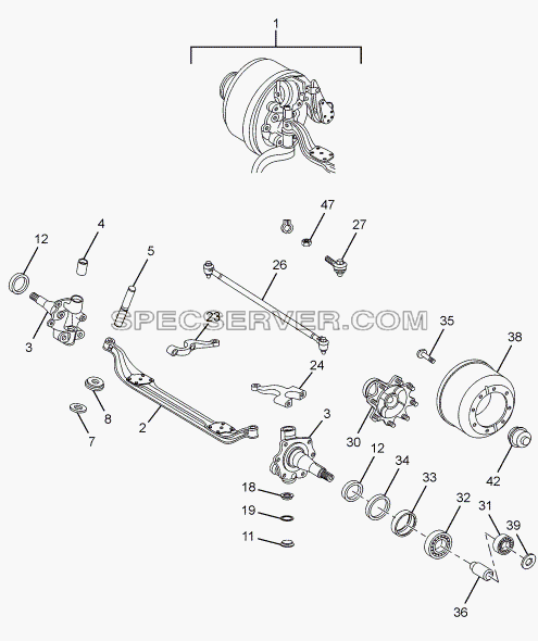 FRONT AXLE для LPT 1618 ТС/52 (список запасных частей)