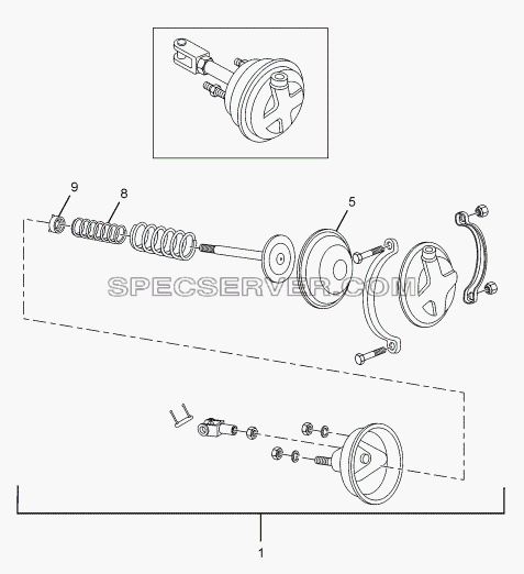 FRONT BRAKE CHAMBER для LPT 1618 ТС/52 (список запасных частей)