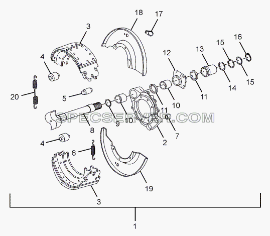 REAR WHEEL BRAKES BIL для LPT 1618 ТС/52 (список запасных частей)
