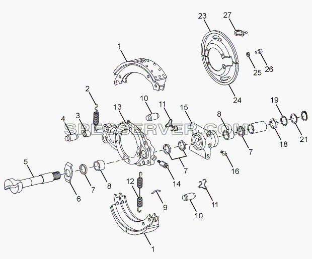 REAR WHEEL BRAKES-CAM (AAL) для LPT 1618 ТС/52 (список запасных частей)