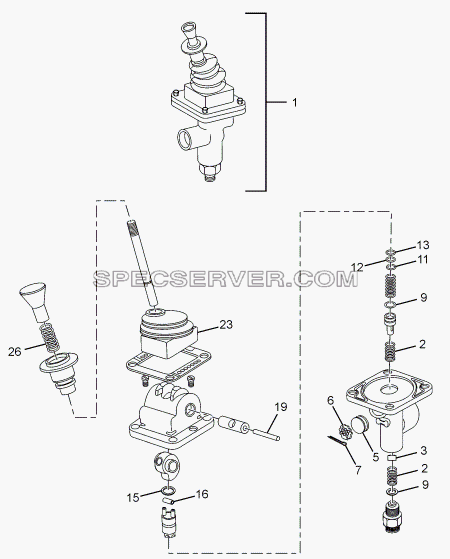 GRADUATED HAND BRAKE VALVE для LPT 1618 ТС/52 (список запасных частей)