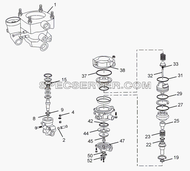 TRAILER CONTROL VALVE для LPT 1618 ТС/52 (список запасных частей)