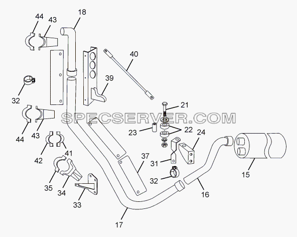 EXHAUST SYSTEM - 2 для LPT 1618 ТС/52 (список запасных частей)