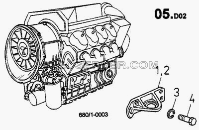 Монтаж подвески двигателя (680/1) для 815-2 EURO II (список запасных частей)