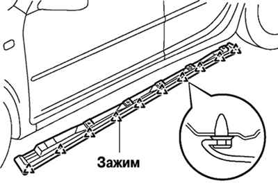 Снятие и установка нижнего молдинга