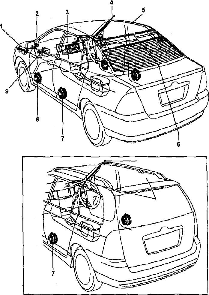 Аудиосистема. Расположение компонентов TOYOTA COROLLA FIELDER 