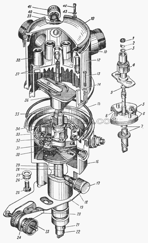 Распределитель Р102 (Рис. 111) для Урал-375 (список запасных частей)
