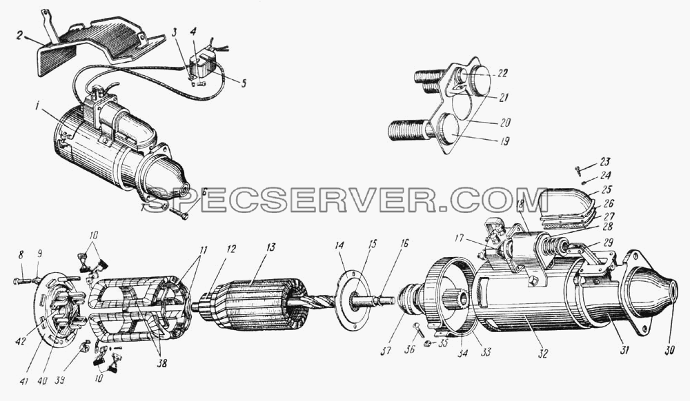 Стартер СТ130-А1 (Рис. 116) для Урал-375 (список запасных частей)