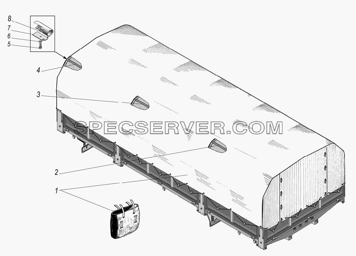 Тент для Урал-4320-0971-58 (список запасных частей)